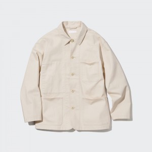 White Uniqlo Denim Utility Jacket | TBSMO-1207