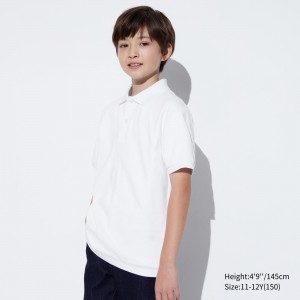 White Uniqlo Dry Pique Polo Shirt | CVOYF-9201