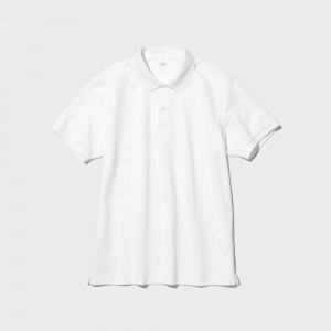 White Uniqlo Dry Pique Polo Shirt | TPADK-3496