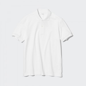 White Uniqlo Dry Pique Polo Shirt | ZWAFP-4783