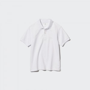 White Uniqlo Dry Pique Short Sleeved Polo Shirt | VENSX-0927