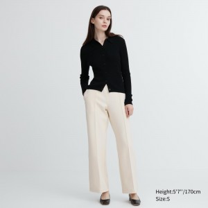 White Uniqlo Dry Straight Leg Joggers | GPMDE-0846