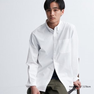 White Uniqlo Extra Fine Cotton Broadcloth Regular FiT-Shirt Button Down Collar | OFYEJ-3418