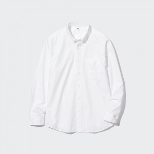 White Uniqlo Extra Fine Cotton Broadcloth Long Sleeve Shirt | EPRCF-4102