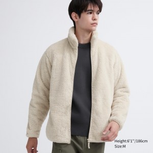 White Uniqlo Fluffy Fleece Zipped Jacket | EMTBL-1702