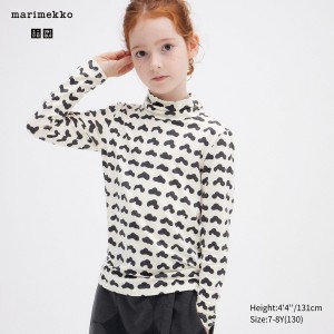 White Uniqlo Girls Heattech Turtleneck Long Sleeved Thermal Top | NRTOU-8174