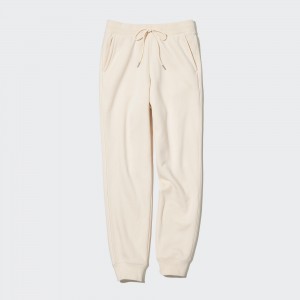 White Uniqlo Heattech Pile Lined Joggers | BJIEU-5429