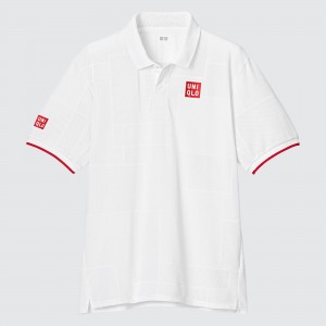 White Uniqlo Kei Nishikori London 2022 Dry Ex Polo Shirt | TGLXA-8957