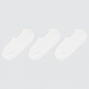 White Uniqlo Mesh Invisible Socks Three Pairs | XTJKV-6208