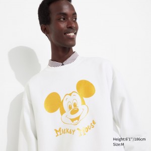 White Uniqlo Mickey Shines Ut Graphic Sweatshirt | TAQHY-5249