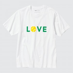White Uniqlo Peace For All Graphic T-Shirt Roger Federer | SBENQ-8364
