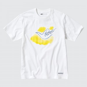 White Uniqlo Peace For All Graphic T-Shirt Ines De La Fressange | NPRKH-9148