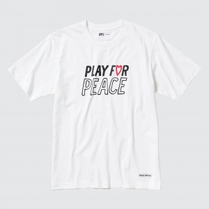 White Uniqlo Peace For All Graphic T-Shirt Kei Nishikori | EZGPJ-5036