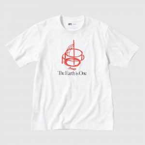 White Uniqlo Peace For All Graphic T-Shirt Tadao Ando | DXRYZ-2890