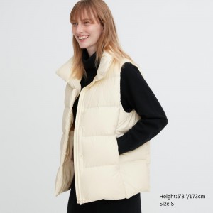 White Uniqlo Powder Soft Down Vest Nanodesign | SCAHK-6731