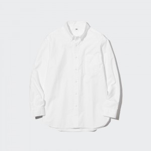 White Uniqlo Regular Fit Oxford Shirt Button Down Collar | HFZPI-7582