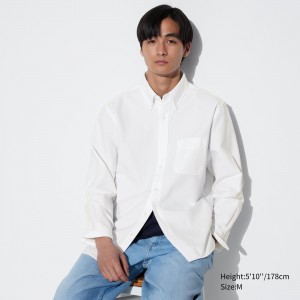 White Uniqlo Regular Fit Oxford Shirt Regular Collar | TJLHU-3246