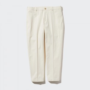 White Uniqlo Smart Cotton Ankle Length Trousers Long | YGWJK-1470