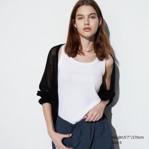 White Uniqlo Soft Ribbed Vest Top | SBYTU-7985