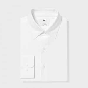 White Uniqlo Super Non Iron Slim FiT-Shirt Regular Collar | WBFOE-8934