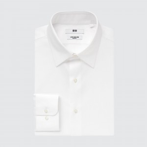 White Uniqlo Super Non Iron Slim FiT-Shirt Regular Collar | DEIWC-2670