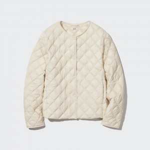 White Uniqlo Warm Padded Quilted Jacket | JVQFS-1738
