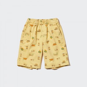 Yellow Uniqlo Cotton Stretch Printed Easy Shorts | ZABVW-7124